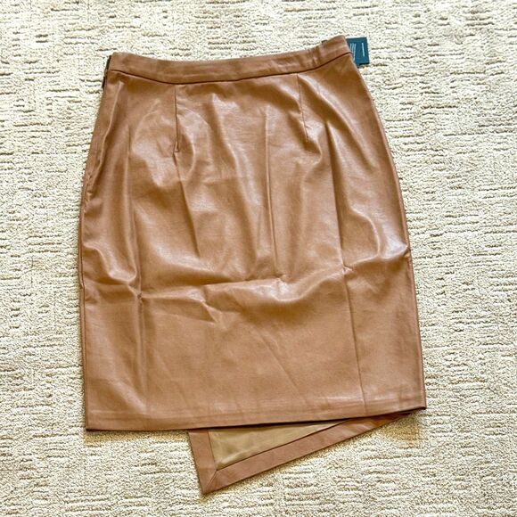 NWT*n:Philanthropy Pencil Skirt in Brown Faux Leather - Women's Large - Picture 5 of 8